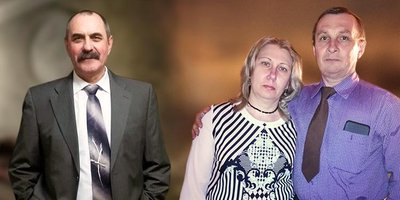 Foto: Sergey Sergeev (links) und Yuri Belosludtsev mit seiner Frau Elena (rechts)