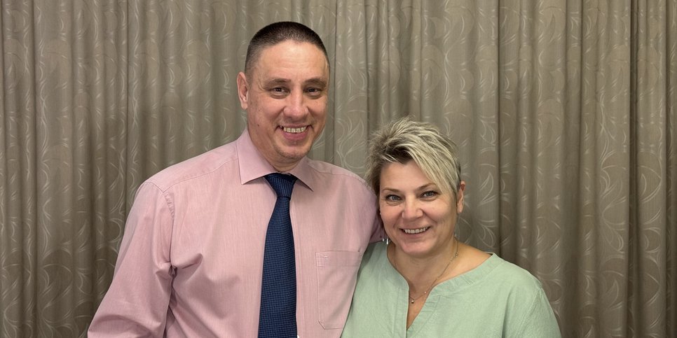 Sergey Melnik with his wife after his release, December 2025